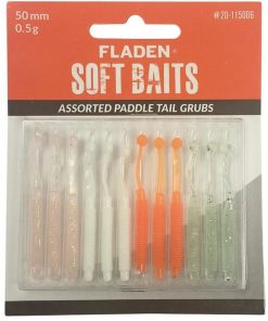 FLADEN 12pk Assorted Paddle Tail Grub 50mm 0.5G
