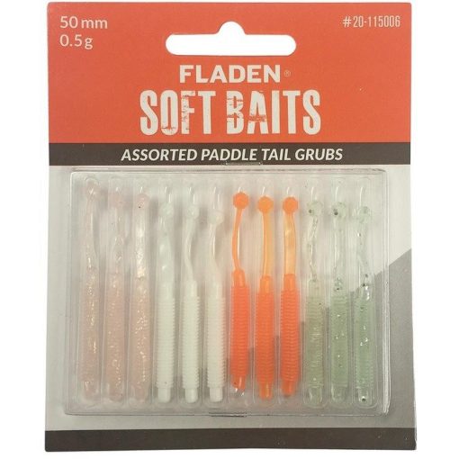 FLADEN 12pk Assorted Paddle Tail Grub 50mm 0.5G